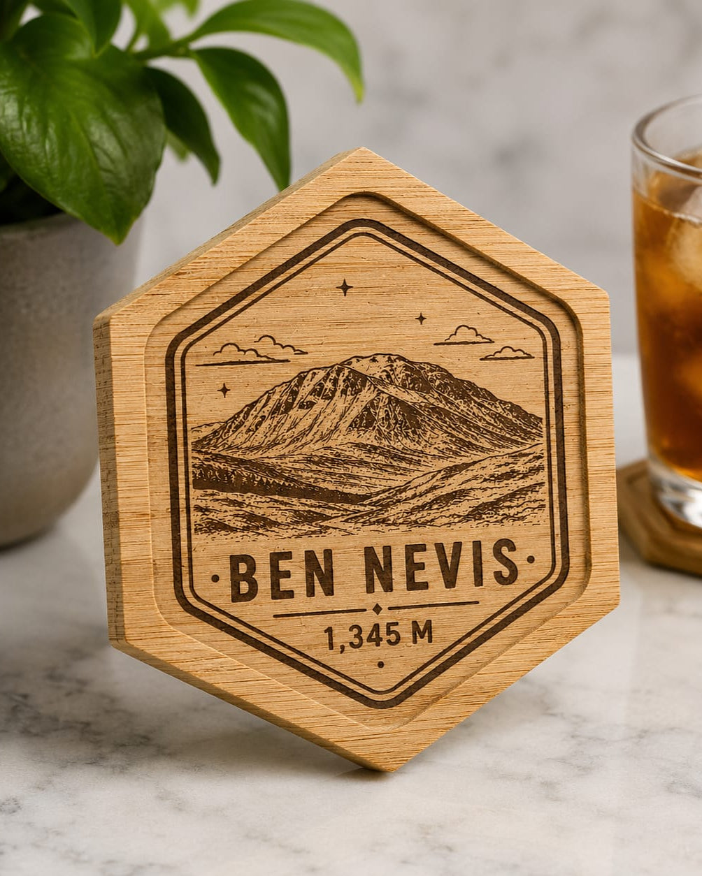 Engraved Bamboo Mountain Coaster