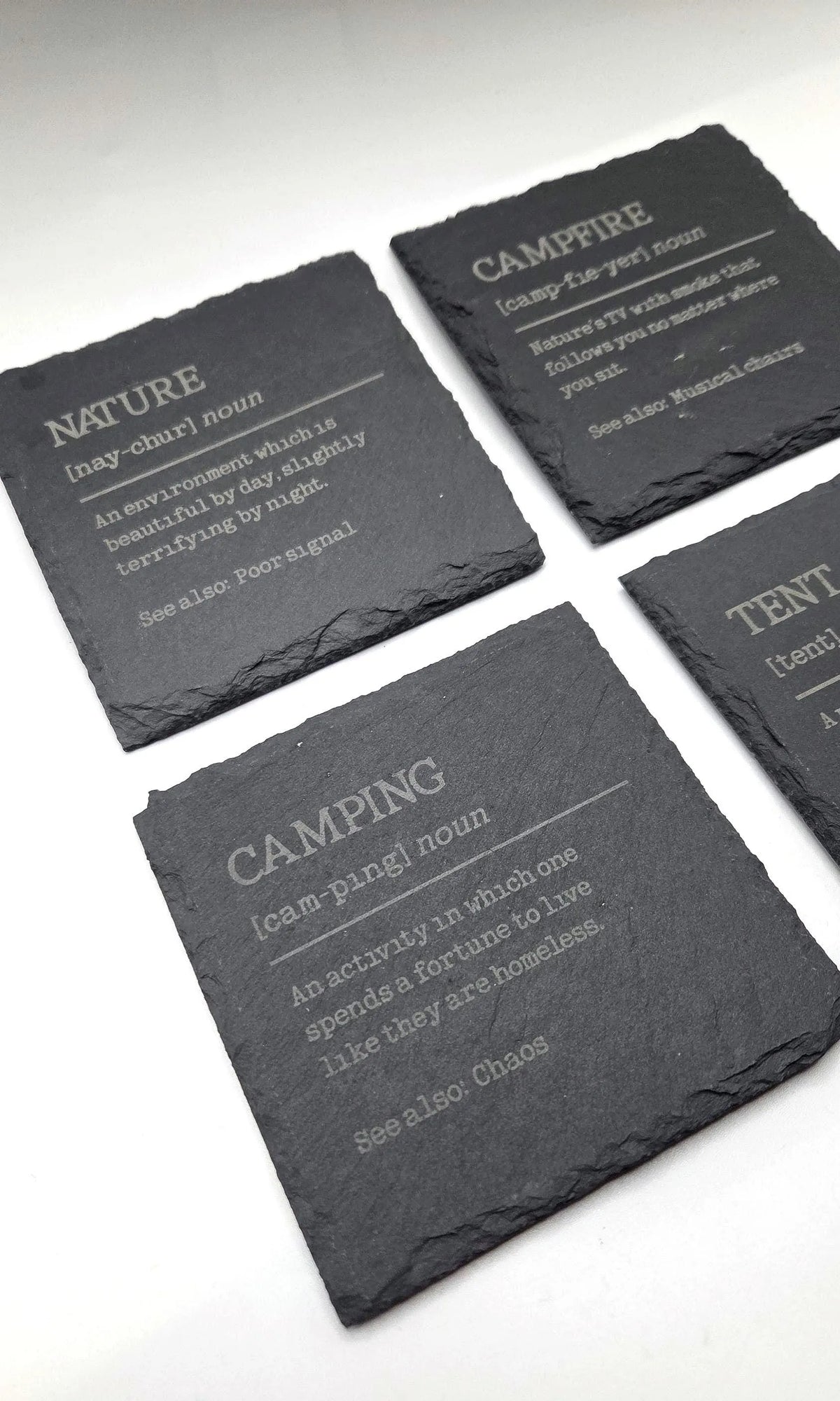Camping Definitions Slate Coasters