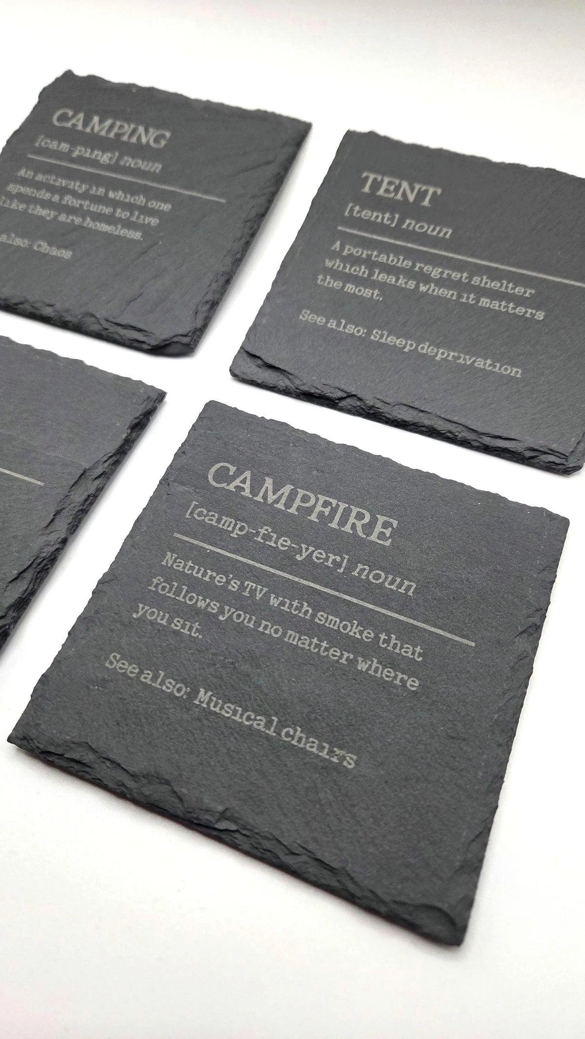Camping Definitions Slate Coasters