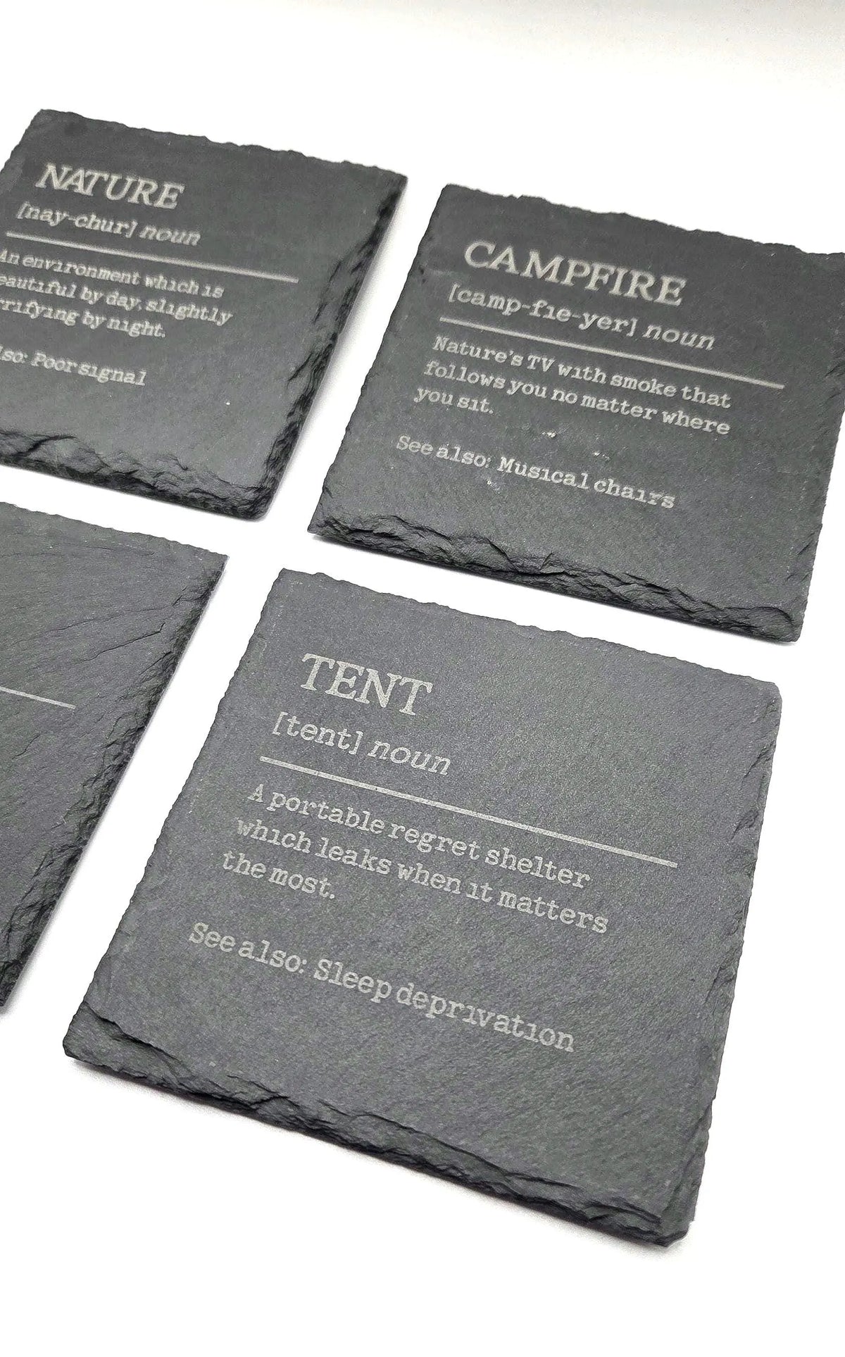 Camping Definitions Slate Coasters