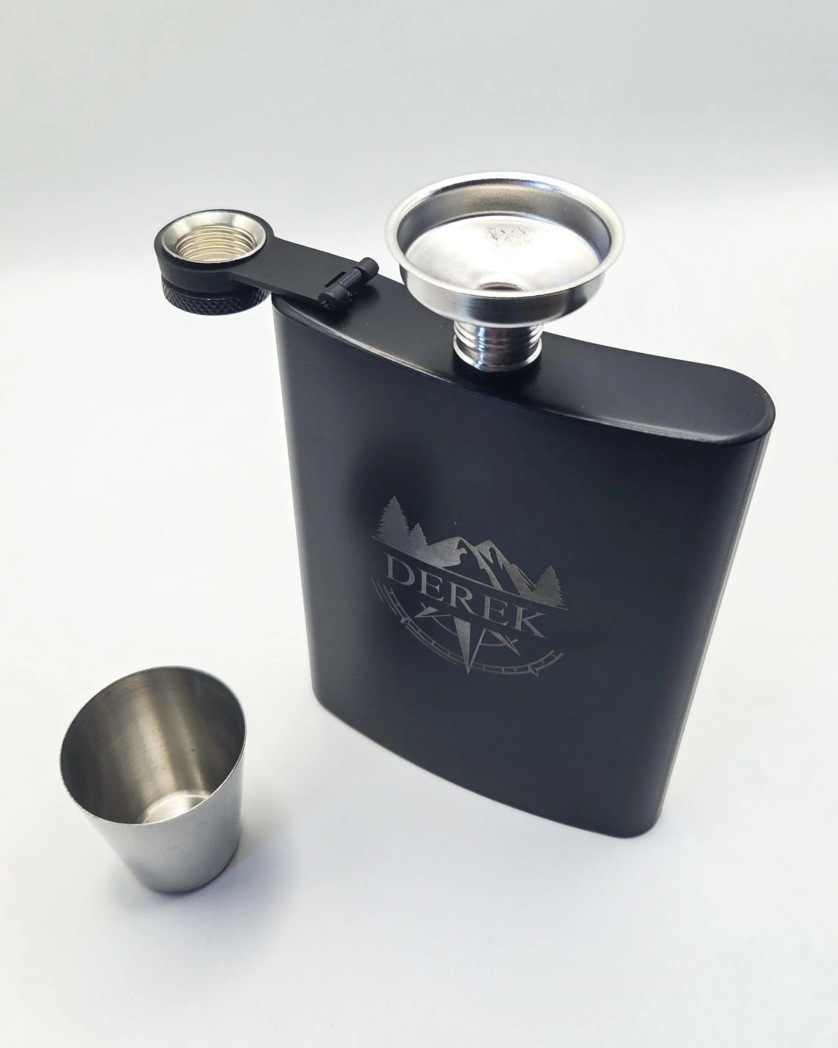 Personalised Matte Black Engraved Hip Flask