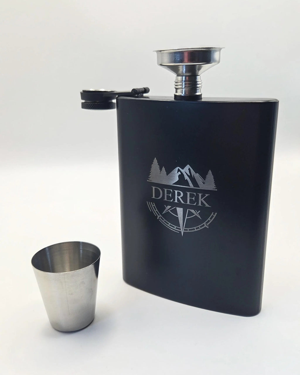 Personalised Matte Black Engraved Hip Flask