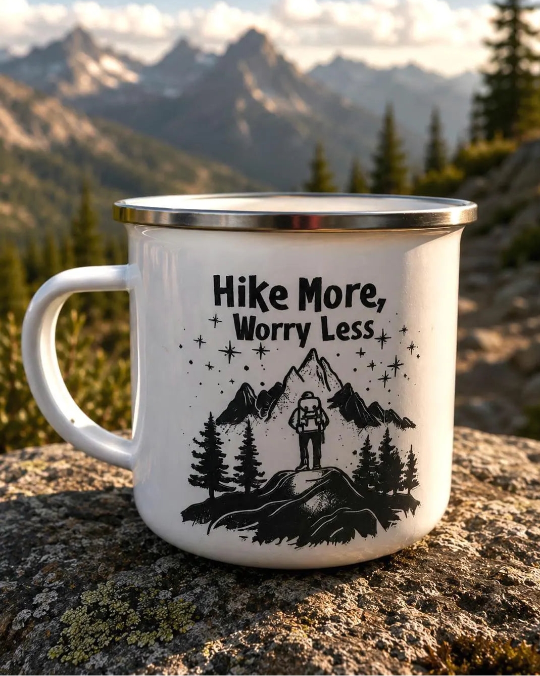 Hike More Worry Less Enamel Mug