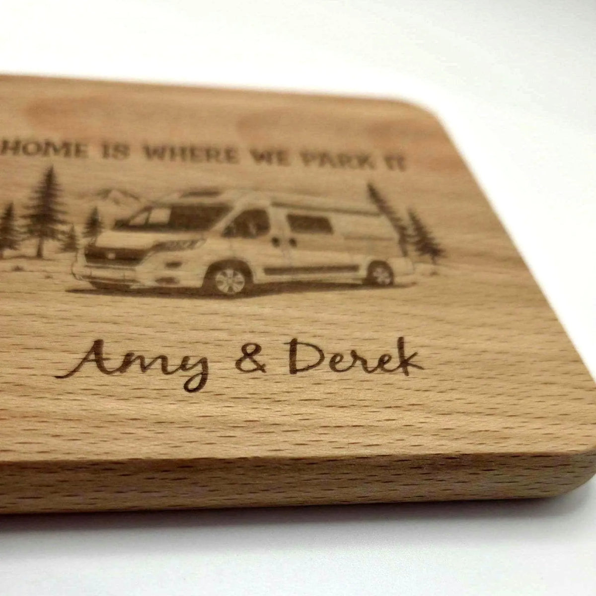 Home is Where We Park It - Small Personalised Campervan Chopping Board