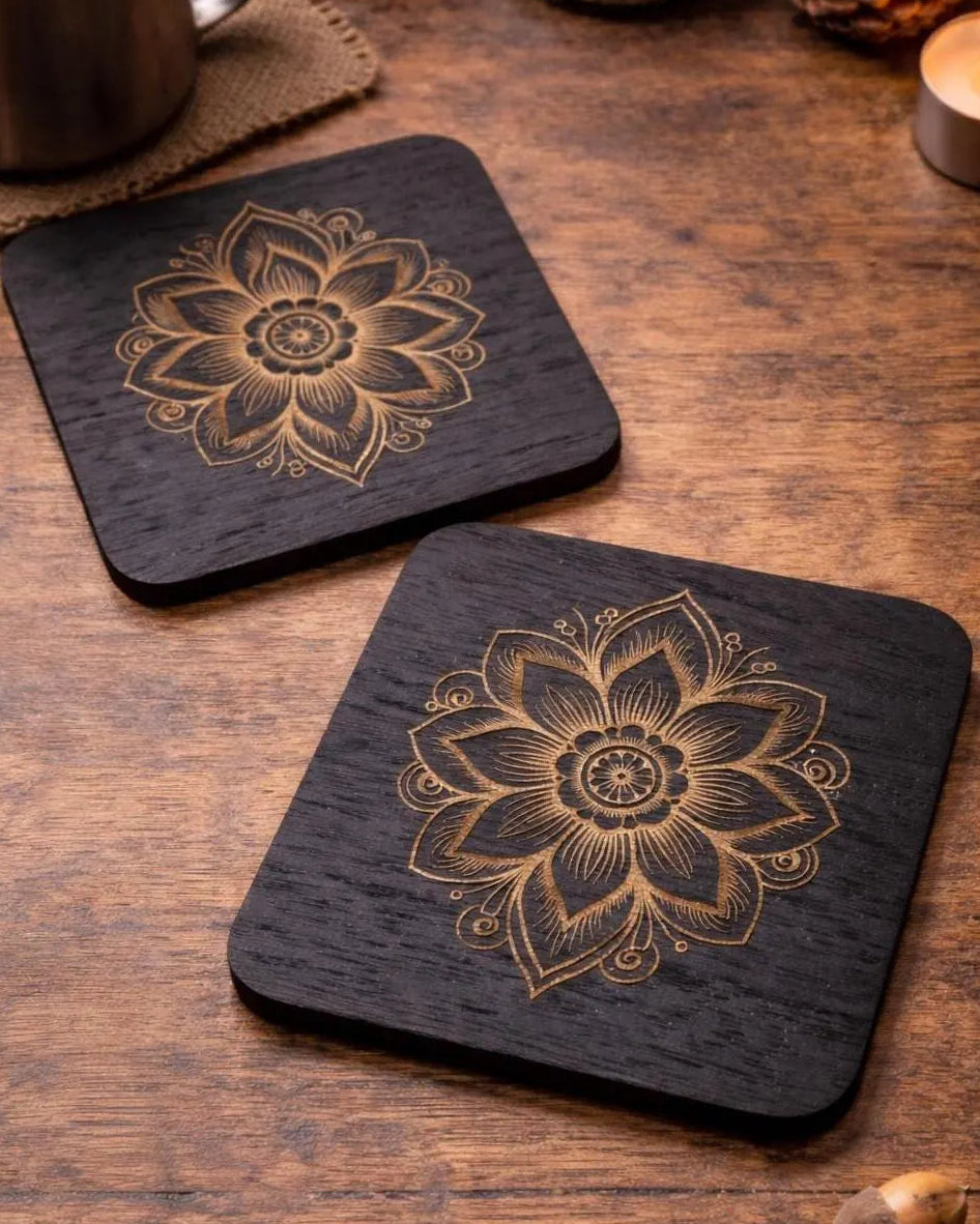 Engraved Mandala Coaster Set