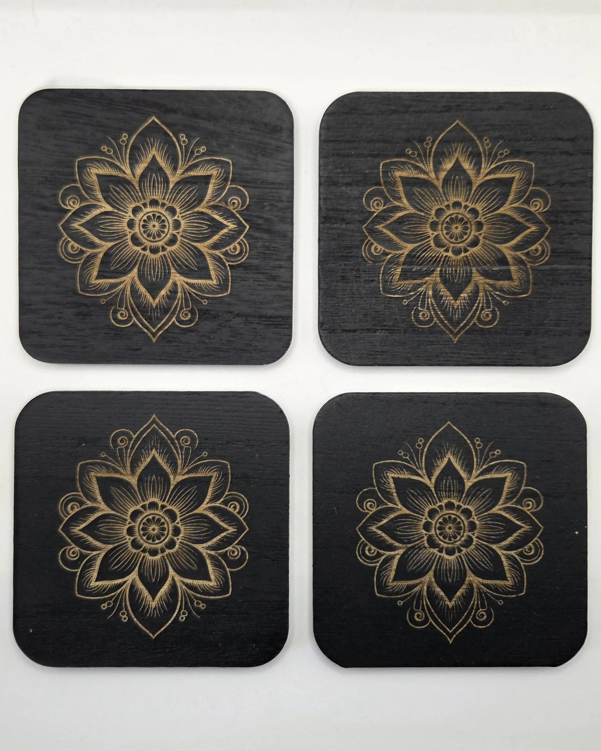 Engraved Mandala Coaster Set
