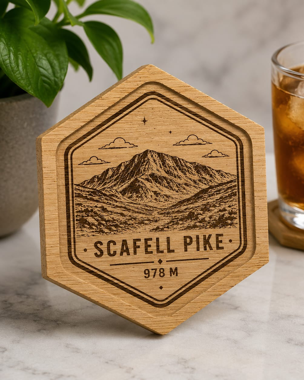 Engraved Bamboo Mountain Coaster