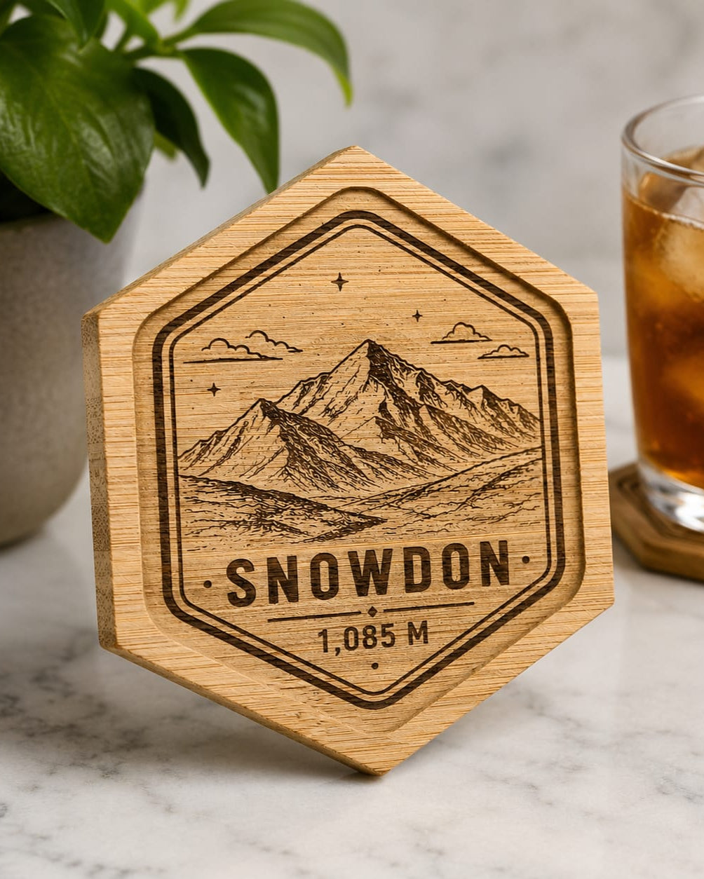 Engraved Bamboo Mountain Coaster
